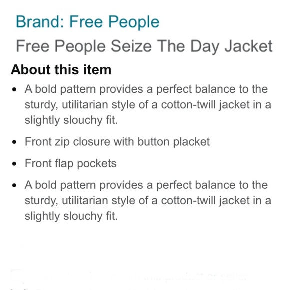 FREE PEOPLE Seize The Day Jacket Olive Oversized Utility Jacket Size S - Picture 15 of 16